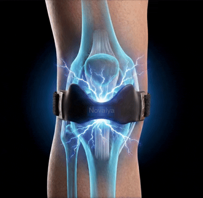 Tendon rotulien et sangle Novalya portée sous un jean